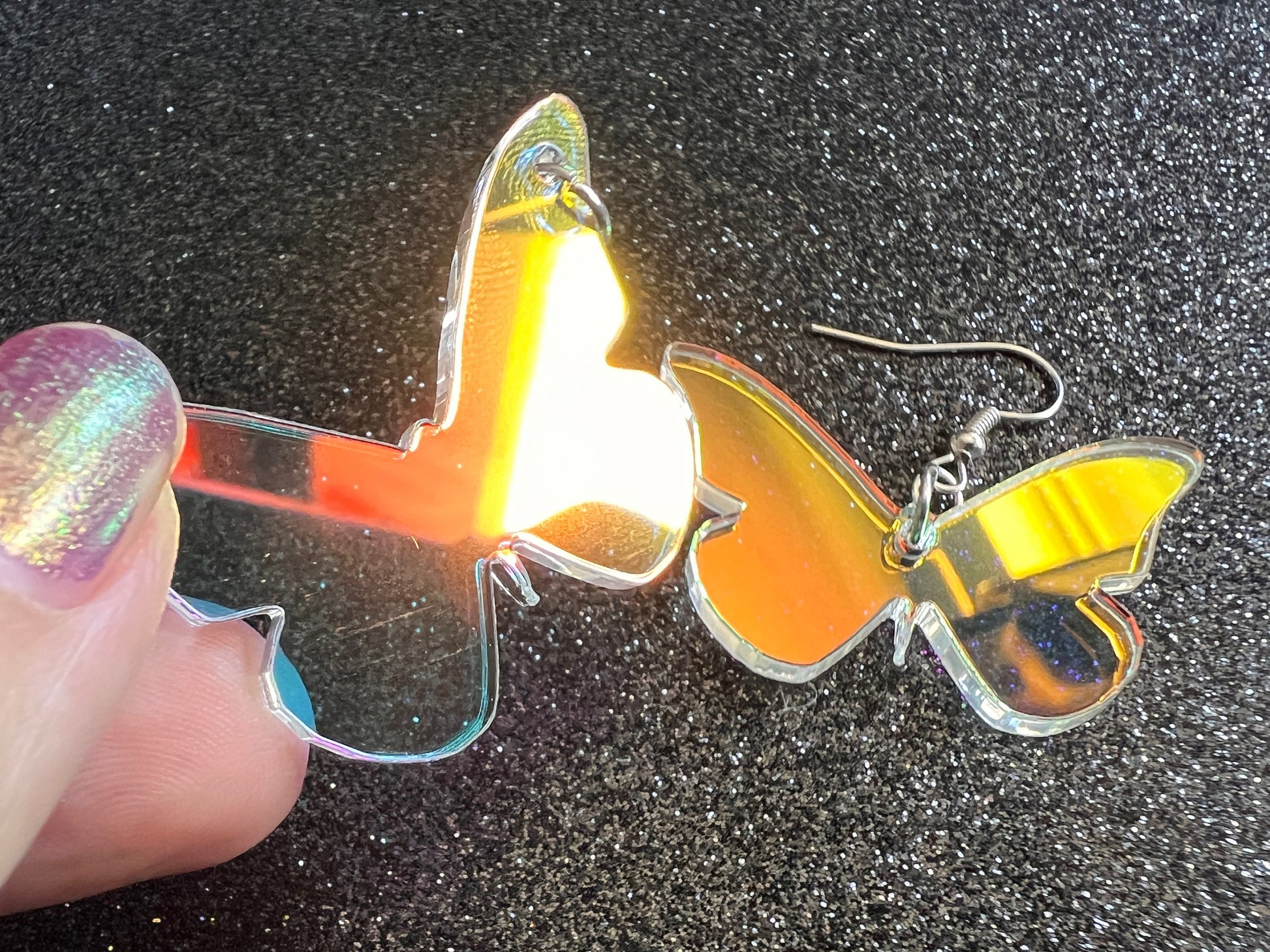 Iridescent Butterfly Earrings: Laser Cut Acrylic Butterflies, Summer, Monarch, Insects, Bugs, Best Gifts for Her/Him/Them