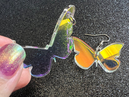 Iridescent Butterfly Earrings: Laser Cut Acrylic Butterflies, Summer, Monarch, Insects, Bugs, Best Gifts for Her/Him/Them