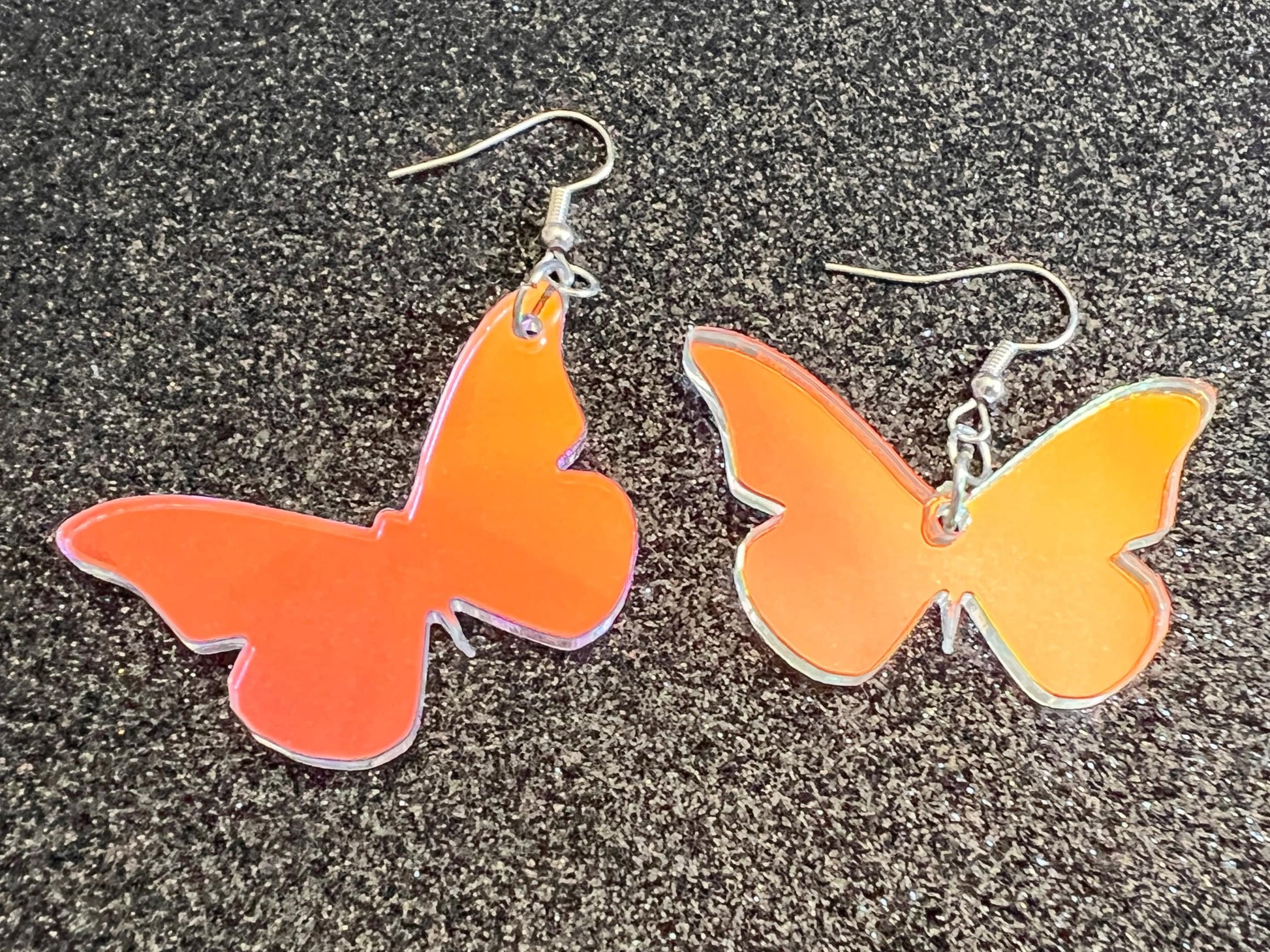 Iridescent Butterfly Earrings: Laser Cut Acrylic Butterflies, Summer, Monarch, Insects, Bugs, Best Gifts for Her/Him/Them