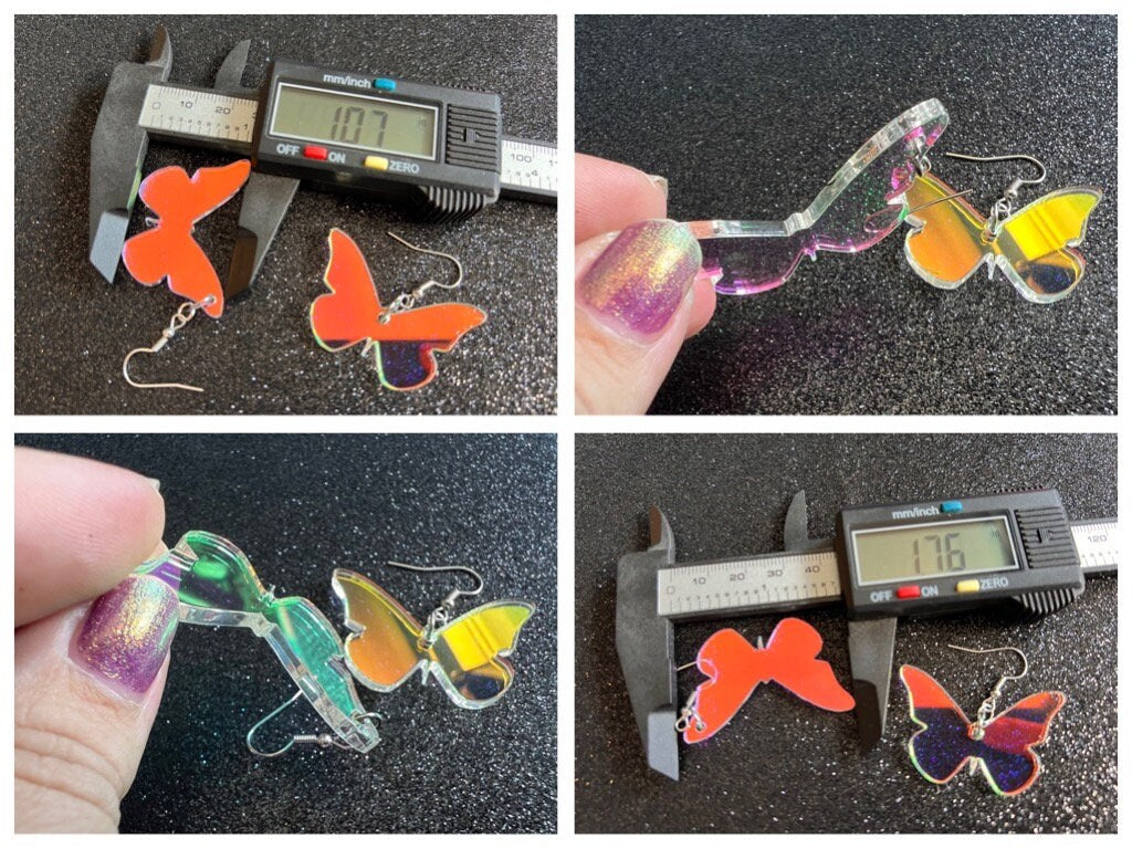 Iridescent Butterfly Earrings: Laser Cut Acrylic Butterflies, Summer, Monarch, Insects, Bugs, Best Gifts for Her/Him/Them