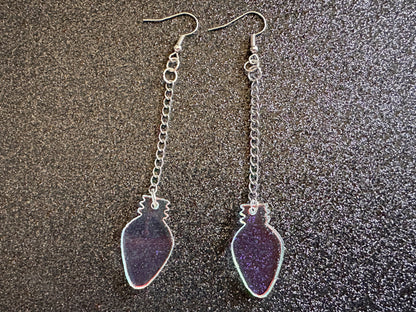 Iridescent Christmas Light Earrings: Laser Cut Acrylic, Lights, Winter, Festive, Xmas, Green Earrings, Holidays, Best Gifts for Her/Him/Them