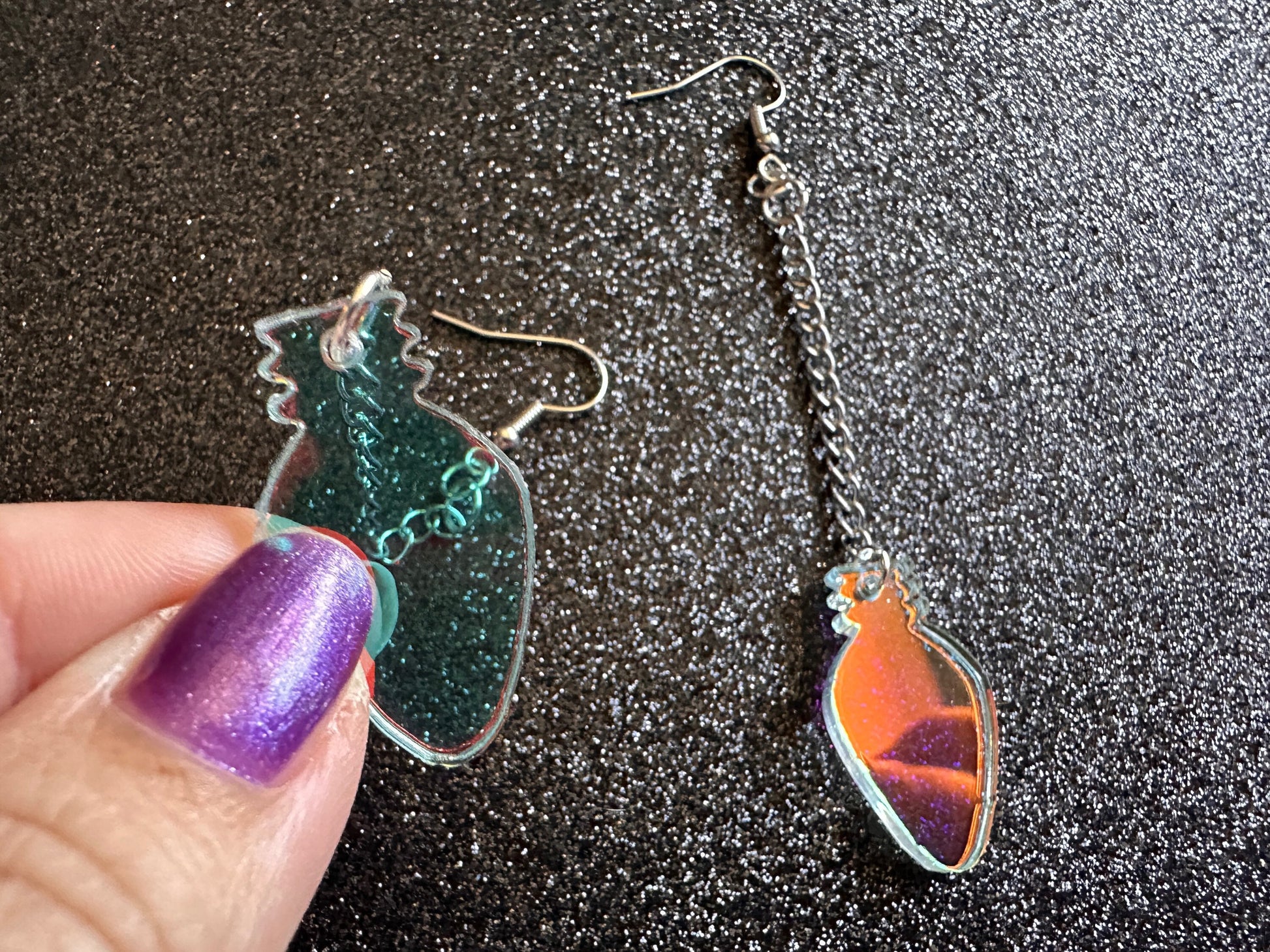 Iridescent Christmas Light Earrings: Laser Cut Acrylic, Lights, Winter, Festive, Xmas, Green Earrings, Holidays, Best Gifts for Her/Him/Them