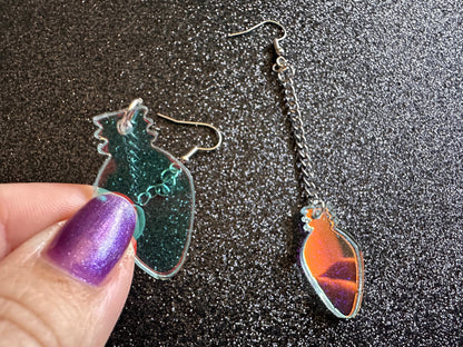 Iridescent Christmas Light Earrings: Laser Cut Acrylic, Lights, Winter, Festive, Xmas, Green Earrings, Holidays, Best Gifts for Her/Him/Them