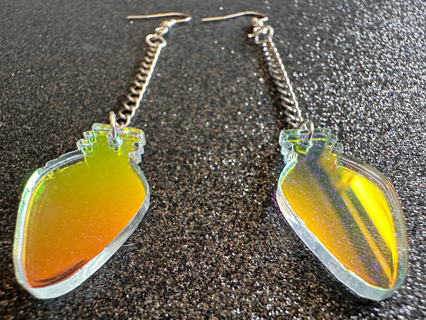 Iridescent Christmas Light Earrings: Laser Cut Acrylic, Lights, Winter, Festive, Xmas, Green Earrings, Holidays, Best Gifts for Her/Him/Them