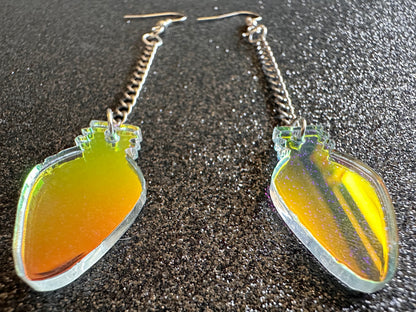 Iridescent Christmas Light Earrings: Laser Cut Acrylic, Lights, Winter, Festive, Xmas, Green Earrings, Holidays, Best Gifts for Her/Him/Them