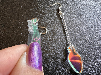 Iridescent Christmas Light Earrings: Laser Cut Acrylic, Lights, Winter, Festive, Xmas, Green Earrings, Holidays, Best Gifts for Her/Him/Them