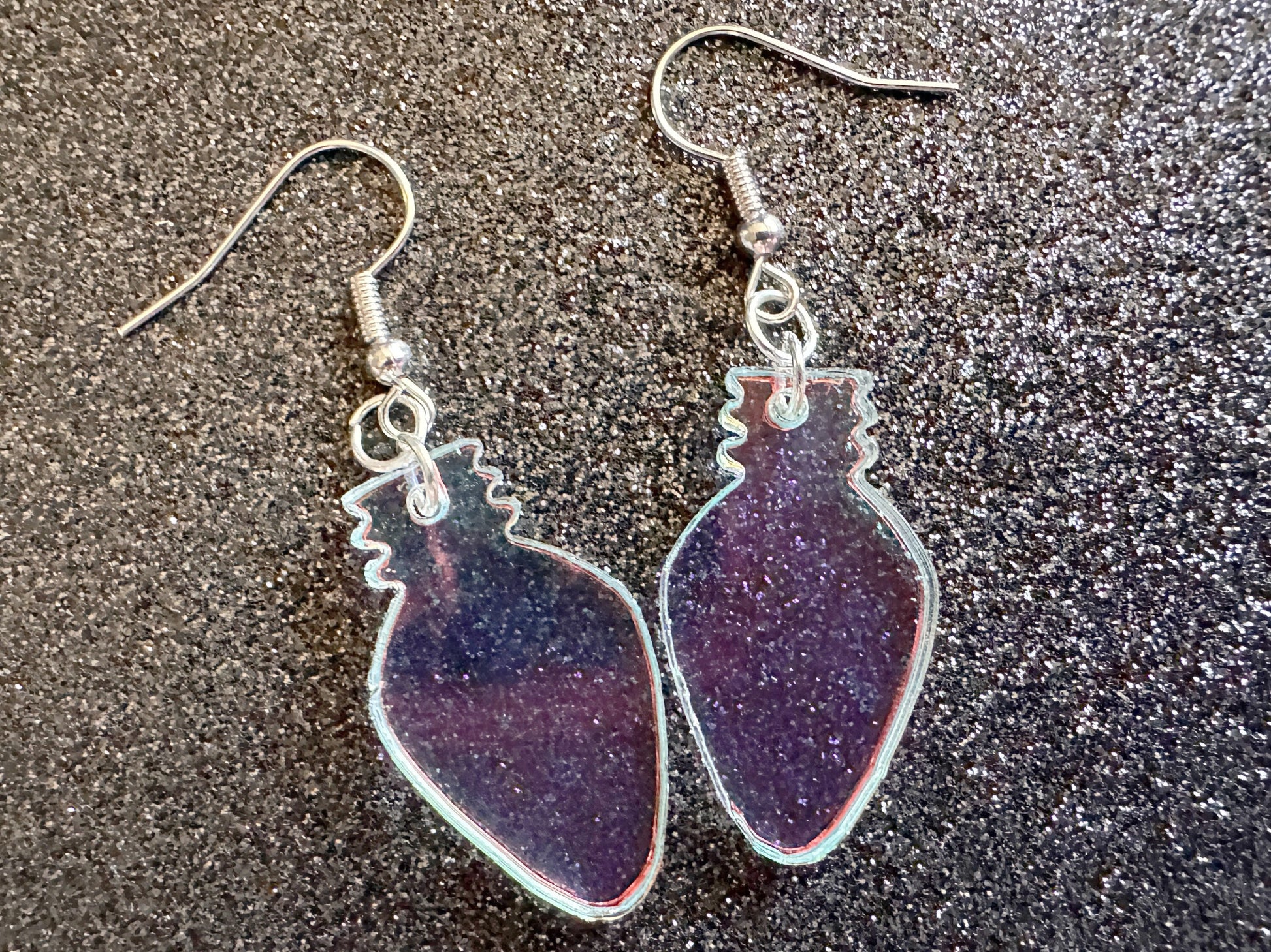 Iridescent Christmas Light Earrings: Laser Cut Acrylic, Lights, X-mas, Festive, Xmas, Green Earrings, Holidays, Best Gifts for Her/Him/Them