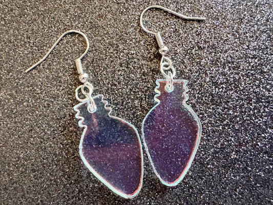 Iridescent Christmas Light Earrings: Laser Cut Acrylic, Lights, X-mas, Festive, Xmas, Green Earrings, Holidays, Best Gifts for Her/Him/Them