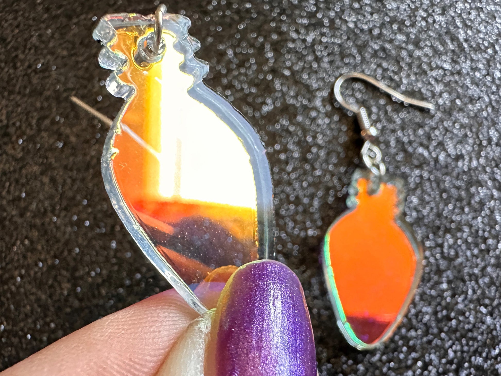 Iridescent Christmas Light Earrings: Laser Cut Acrylic, Lights, X-mas, Festive, Xmas, Green Earrings, Holidays, Best Gifts for Her/Him/Them