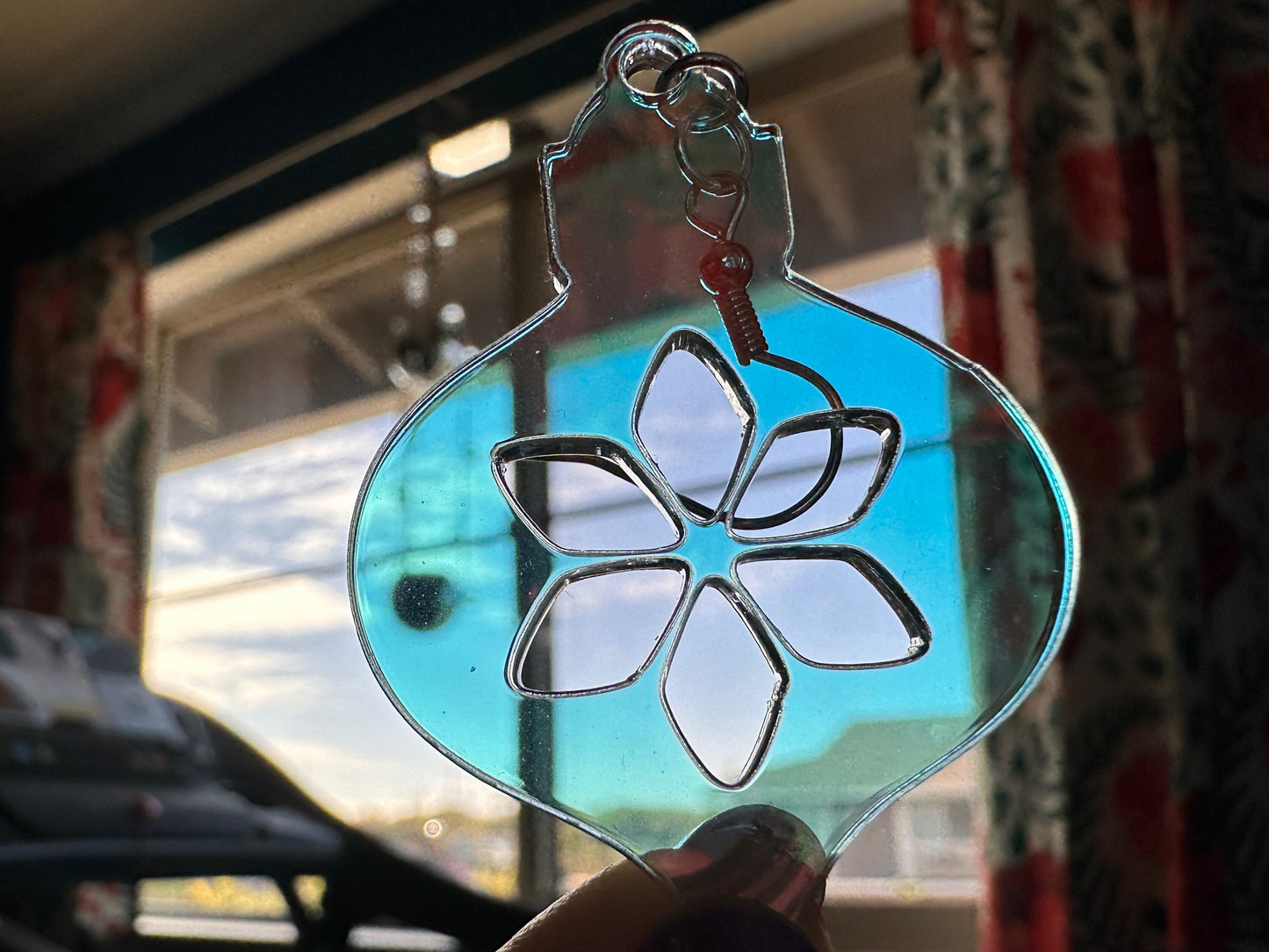 Iridescent Christmas Ornament Earrings: Laser Cut Acrylic Ornaments, Christmas Baubles, Festive, Holiday, Gifts for Her/Him/Them