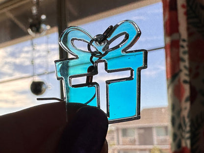 Iridescent Christmas Present Earrings: Laser Cut Acrylic Presents, Xmas, X-mas, Gift, Present & Bow, Birthday, Best Gifts for Her/Him/Them