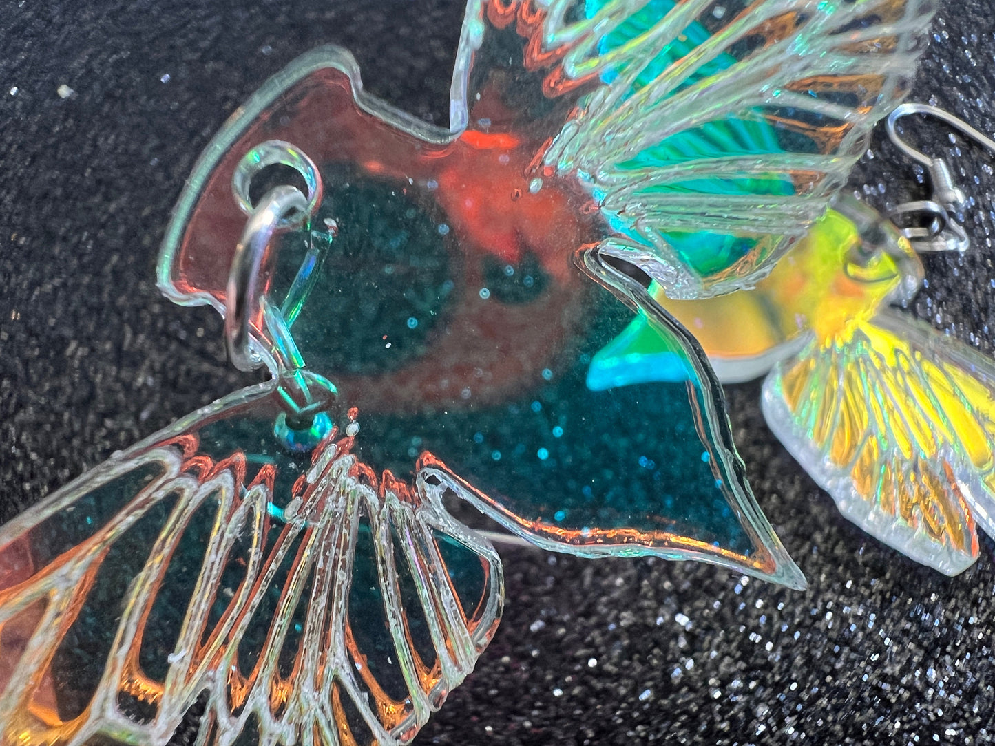 Iridescent Cicada Earrings: Laser Cut Acrylic Cicadas, Cicada Wings, Summer, Cicada Brood X Insects, Bugs, Best Gifts for Her/Him/Them