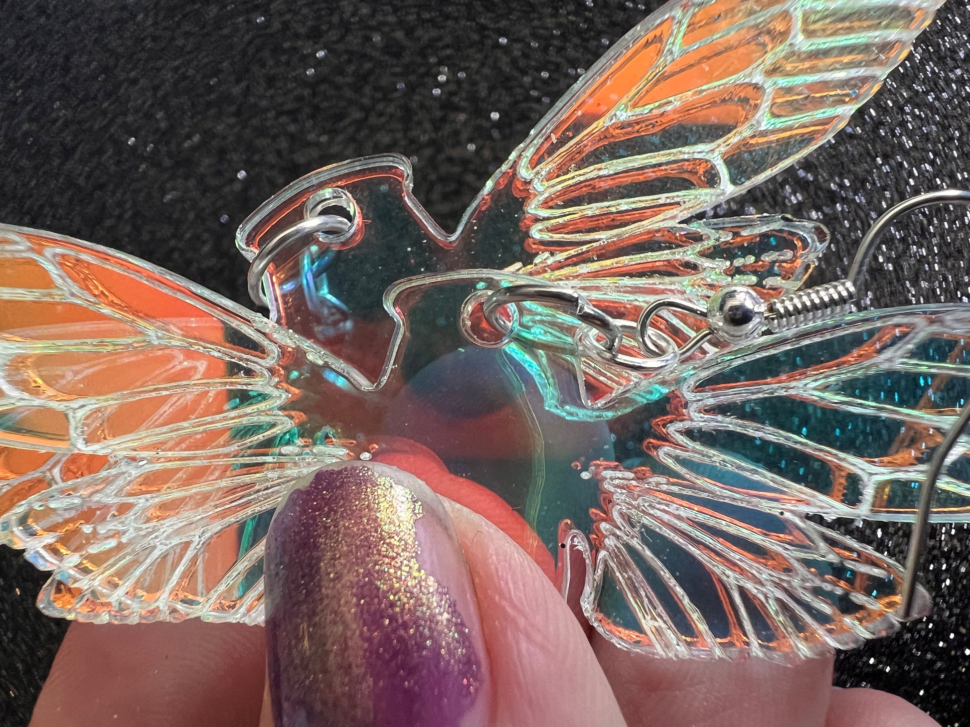 Iridescent Cicada Earrings: Laser Cut Acrylic Cicadas, Cicada Wings, Summer, Cicada Brood X Insects, Bugs, Best Gifts for Her/Him/Them