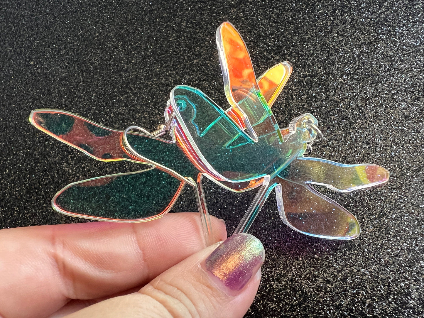 Iridescent Dragonfly Earrings: Laser Cut Acrylic Dragonflies, Summer, Lucky Insects, Bugs, Best Gifts for Her/Him/Them