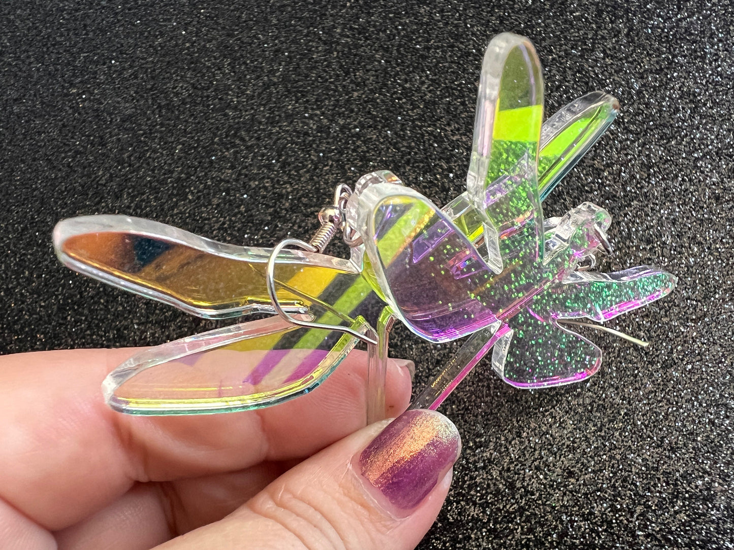 Iridescent Dragonfly Earrings: Laser Cut Acrylic Dragonflies, Summer, Lucky Insects, Bugs, Best Gifts for Her/Him/Them
