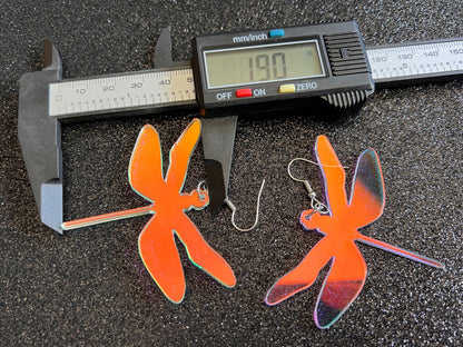 Iridescent Dragonfly Earrings: Laser Cut Acrylic Dragonflies, Summer, Lucky Insects, Bugs, Best Gifts for Her/Him/Them