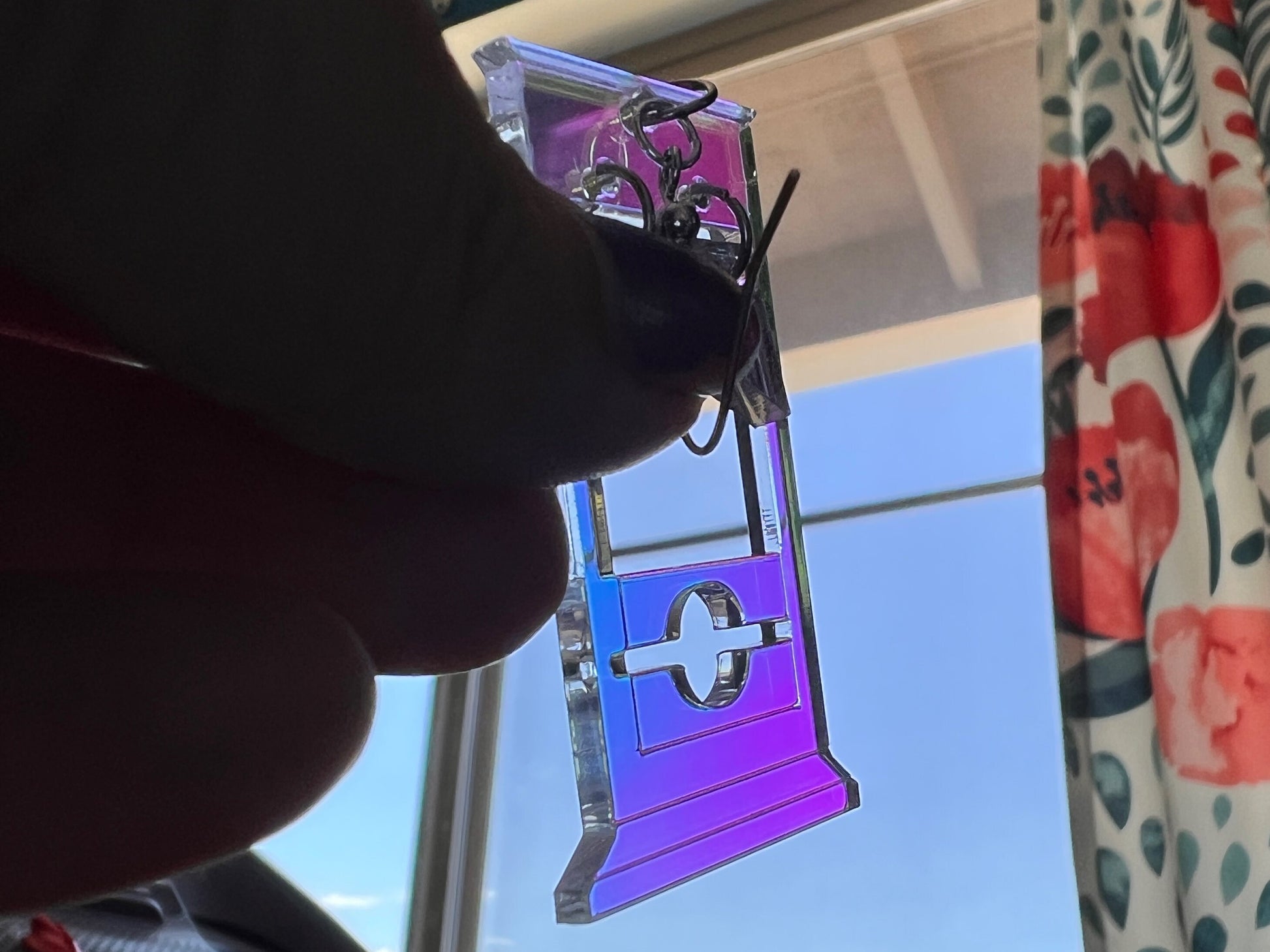 Iridescent Guillotine Earrings: Halloween, Scary, Horror, Execution, Death, Decapitation, Laser Cut Acrylic, Best Gifts for Her/Him/Them