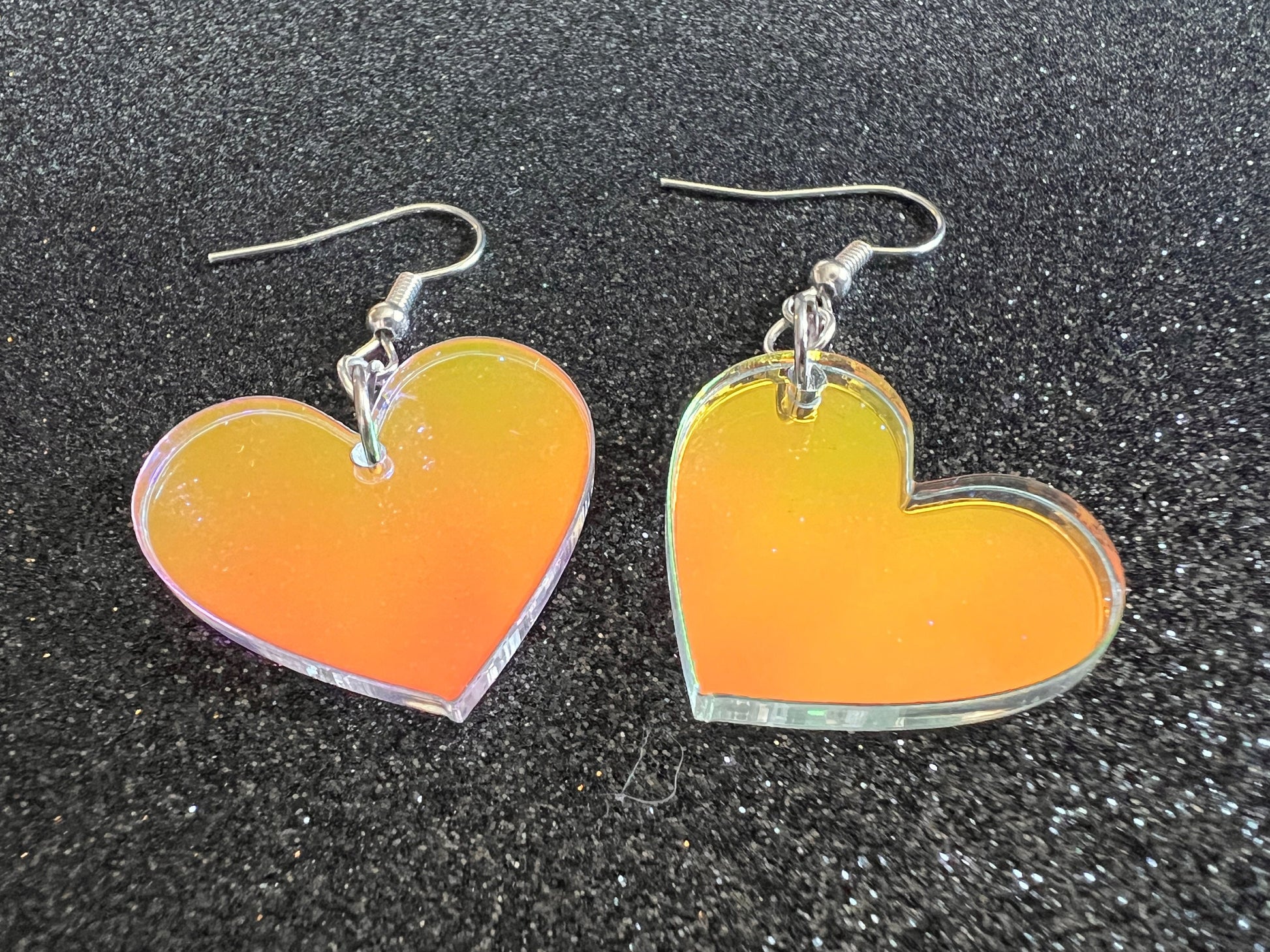 Iridescent Heart Earrings: Laser Cut Acrylic, Love, Best Friends, Valentines Gifts for Her/Him/Them