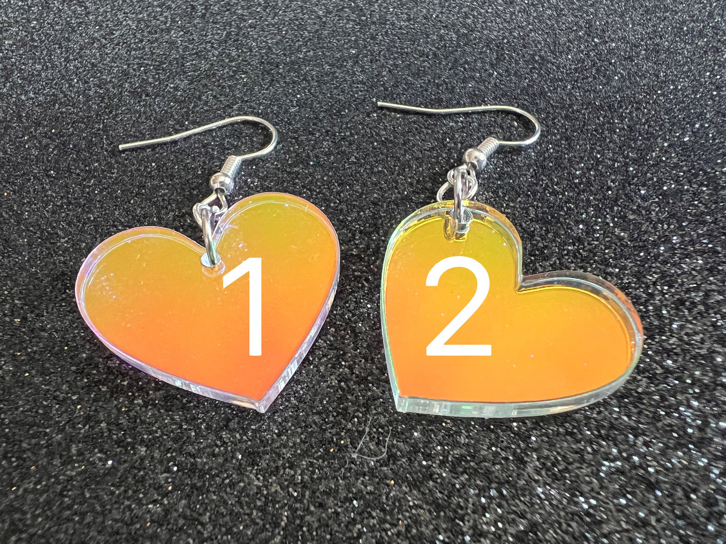 Iridescent Heart Earrings: Laser Cut Acrylic, Love, Best Friends, Valentines Gifts for Her/Him/Them