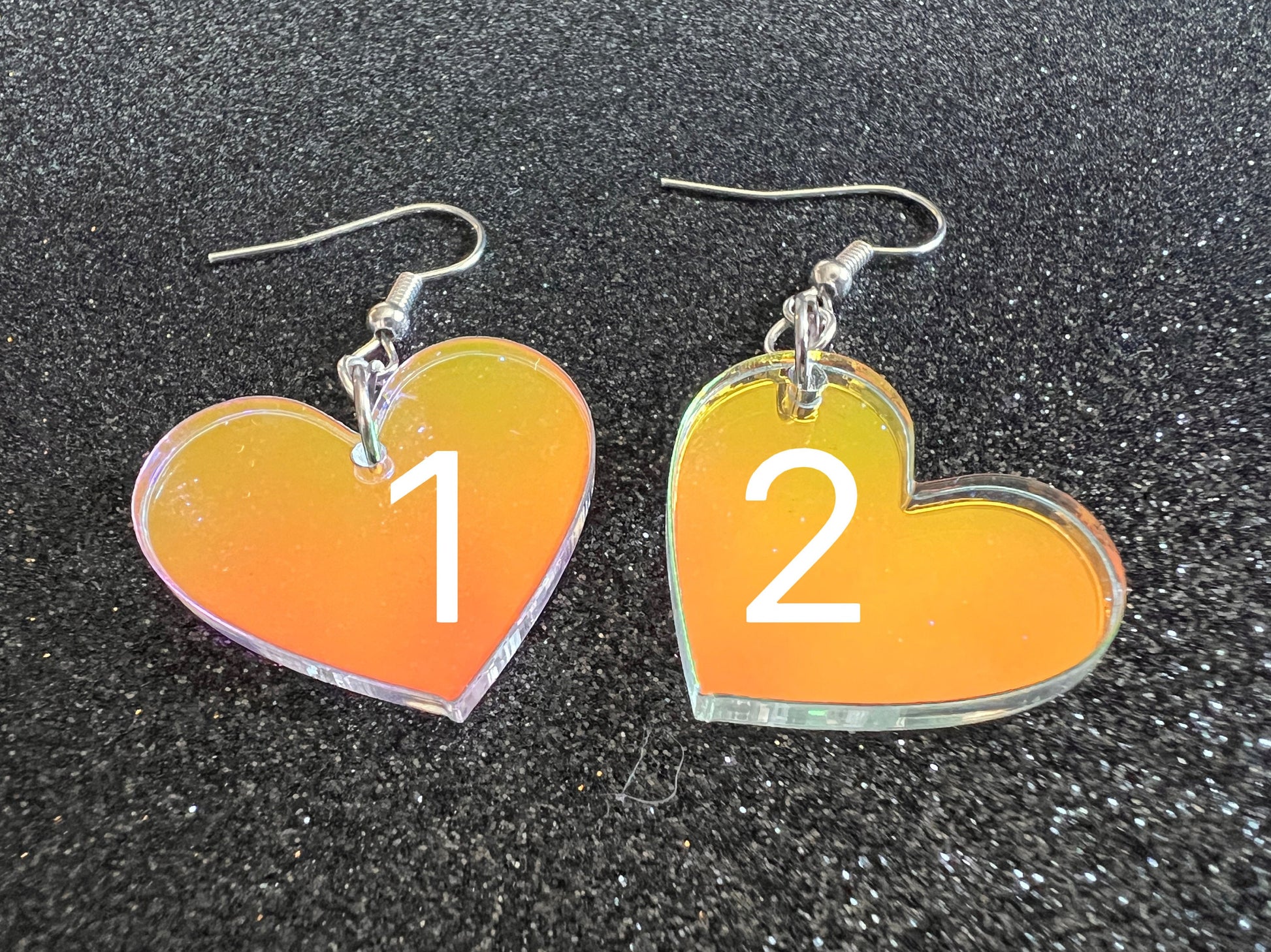 Iridescent Heart Earrings: Laser Cut Acrylic, Love, Best Friends, Valentines Gifts for Her/Him/Them