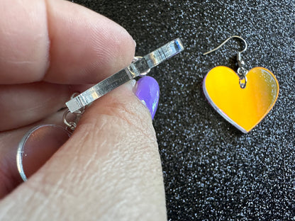 Iridescent Heart Earrings: Laser Cut Acrylic, Love, Best Friends, Valentines Gifts for Her/Him/Them