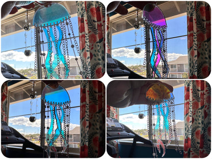Iridescent Jellyfish Earrings: Laser Cut Acrylic Jellies, Ocean Animals, Fish, Sea Creatures, Aquatic, Gifts for Her/Him/Them
