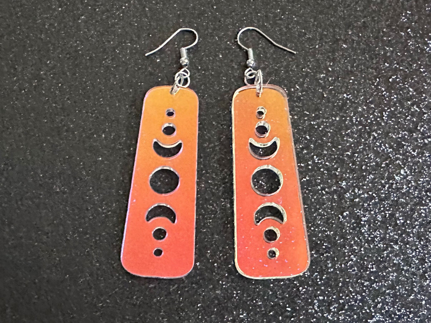 Iridescent Moon Phase Earrings: Laser Cut Acrylic Moons, Night Sky, Astrology, Astronomy, Magic, Spiritual, Best Gifts for Her/Him/Them