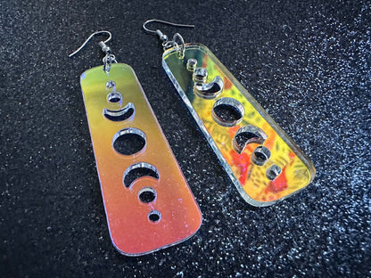 Iridescent Moon Phase Earrings: Laser Cut Acrylic Moons, Night Sky, Astrology, Astronomy, Magic, Spiritual, Best Gifts for Her/Him/Them