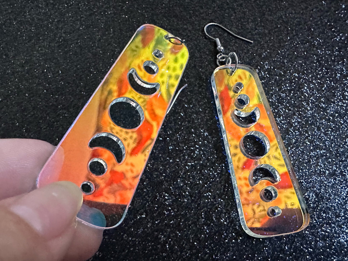 Iridescent Moon Phase Earrings: Laser Cut Acrylic Moons, Night Sky, Astrology, Astronomy, Magic, Spiritual, Best Gifts for Her/Him/Them