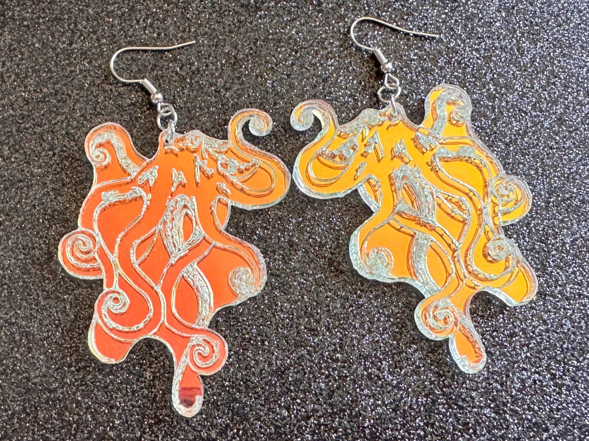 Iridescent Octopus Earrings: Laser Cut Acrylic Octopuses, Aquarium Fish, Ocean Creatures, Tropical Animals, Octopi, Gifts for Her/Him/Them