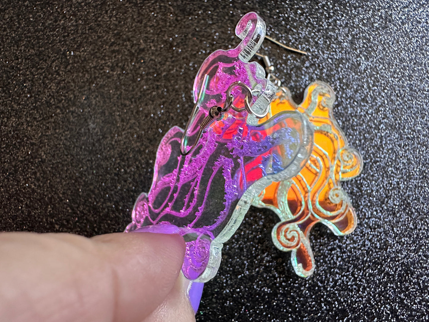 Iridescent Octopus Earrings: Laser Cut Acrylic Octopuses, Aquarium Fish, Ocean Creatures, Tropical Animals, Octopi, Gifts for Her/Him/Them