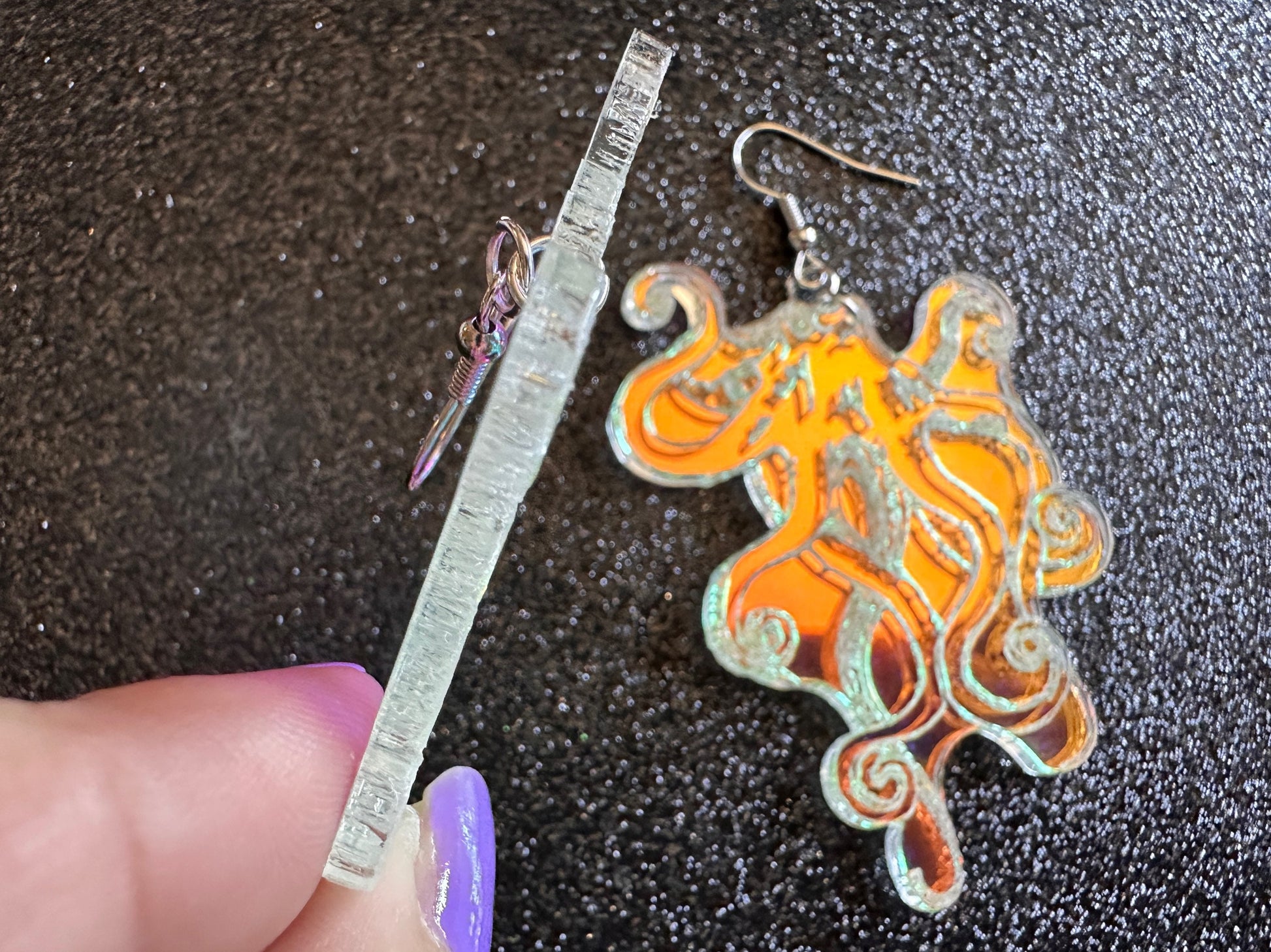 Iridescent Octopus Earrings: Laser Cut Acrylic Octopuses, Aquarium Fish, Ocean Creatures, Tropical Animals, Octopi, Gifts for Her/Him/Them