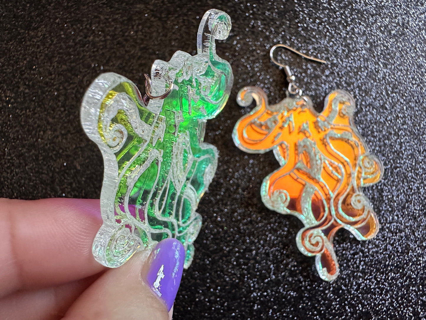 Iridescent Octopus Earrings: Laser Cut Acrylic Octopuses, Aquarium Fish, Ocean Creatures, Tropical Animals, Octopi, Gifts for Her/Him/Them