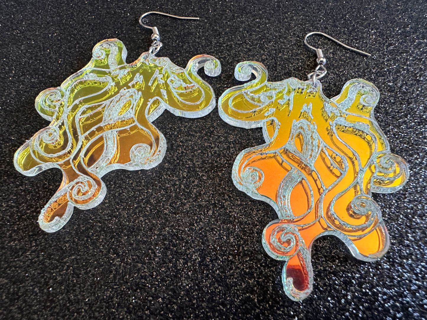 Iridescent Octopus Earrings: Laser Cut Acrylic Octopuses, Aquarium Fish, Ocean Creatures, Tropical Animals, Octopi, Gifts for Her/Him/Them