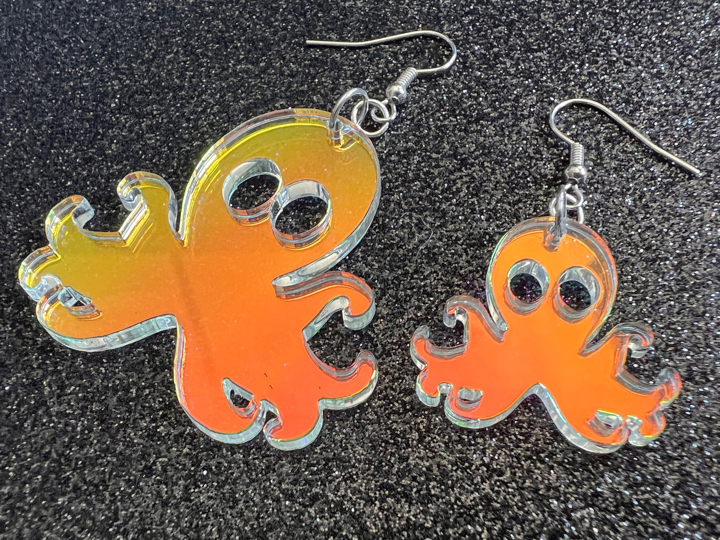 Iridescent Octopus Earrings: Laser Cut Acrylic Octopuses, Cephalopods, Ocean Animals, Fish, Sea Creatures, Aquatic, Gifts for Her/Him/Them