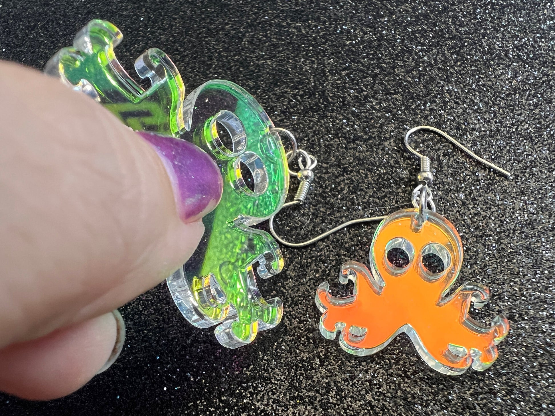Iridescent Octopus Earrings: Laser Cut Acrylic Octopuses, Cephalopods, Ocean Animals, Fish, Sea Creatures, Aquatic, Gifts for Her/Him/Them