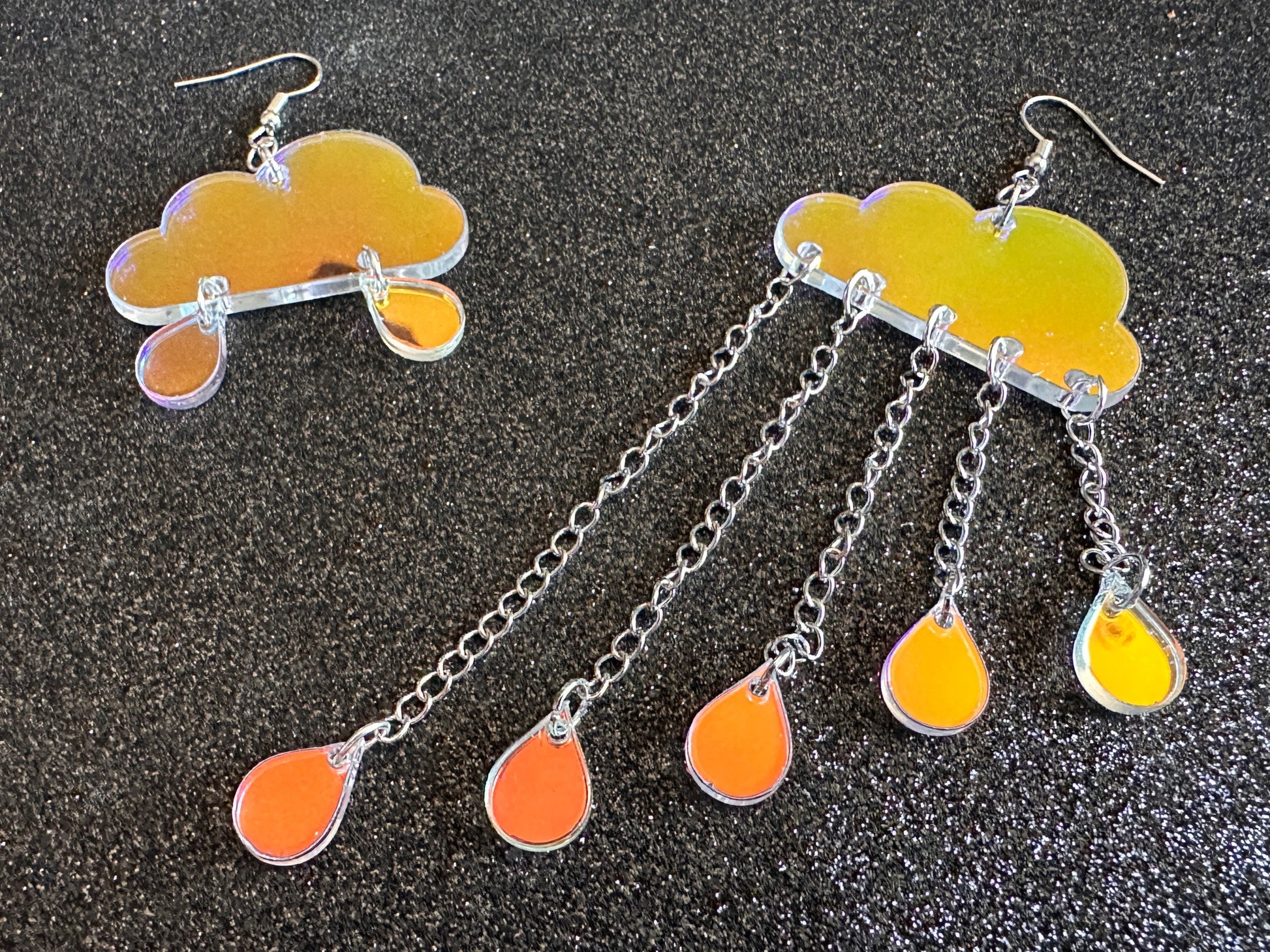 Iridescent Rain Earrings: Laser Cut Acrylic Raindrops, Rain Drops, Stormy Weather, Raining, Rain Storm, Cold, Best Gifts for Her/Him/Them