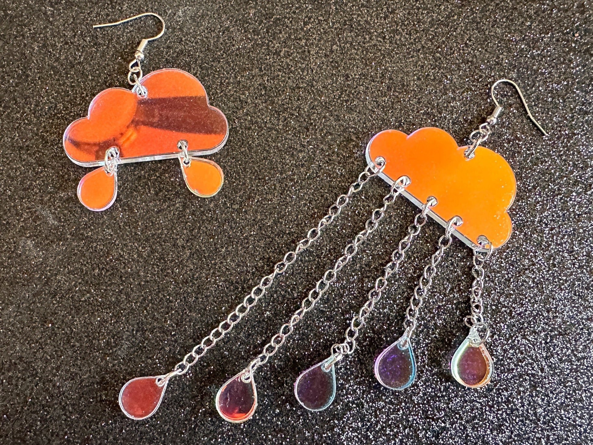 Iridescent Rain Earrings: Laser Cut Acrylic Raindrops, Rain Drops, Stormy Weather, Raining, Rain Storm, Cold, Best Gifts for Her/Him/Them