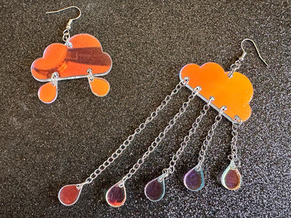 Iridescent Rain Earrings: Laser Cut Acrylic Raindrops, Rain Drops, Stormy Weather, Raining, Rain Storm, Cold, Best Gifts for Her/Him/Them