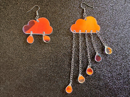 Iridescent Rain Earrings: Laser Cut Acrylic Raindrops, Rain Drops, Stormy Weather, Raining, Rain Storm, Cold, Best Gifts for Her/Him/Them