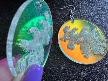 Iridescent Sea Dragon Earrings: Laser Cut Acrylic Sea Creatures, Ocean, Beach, Aquarium, Seahorse, Tropical Animals Gifts for Her/Him/Them