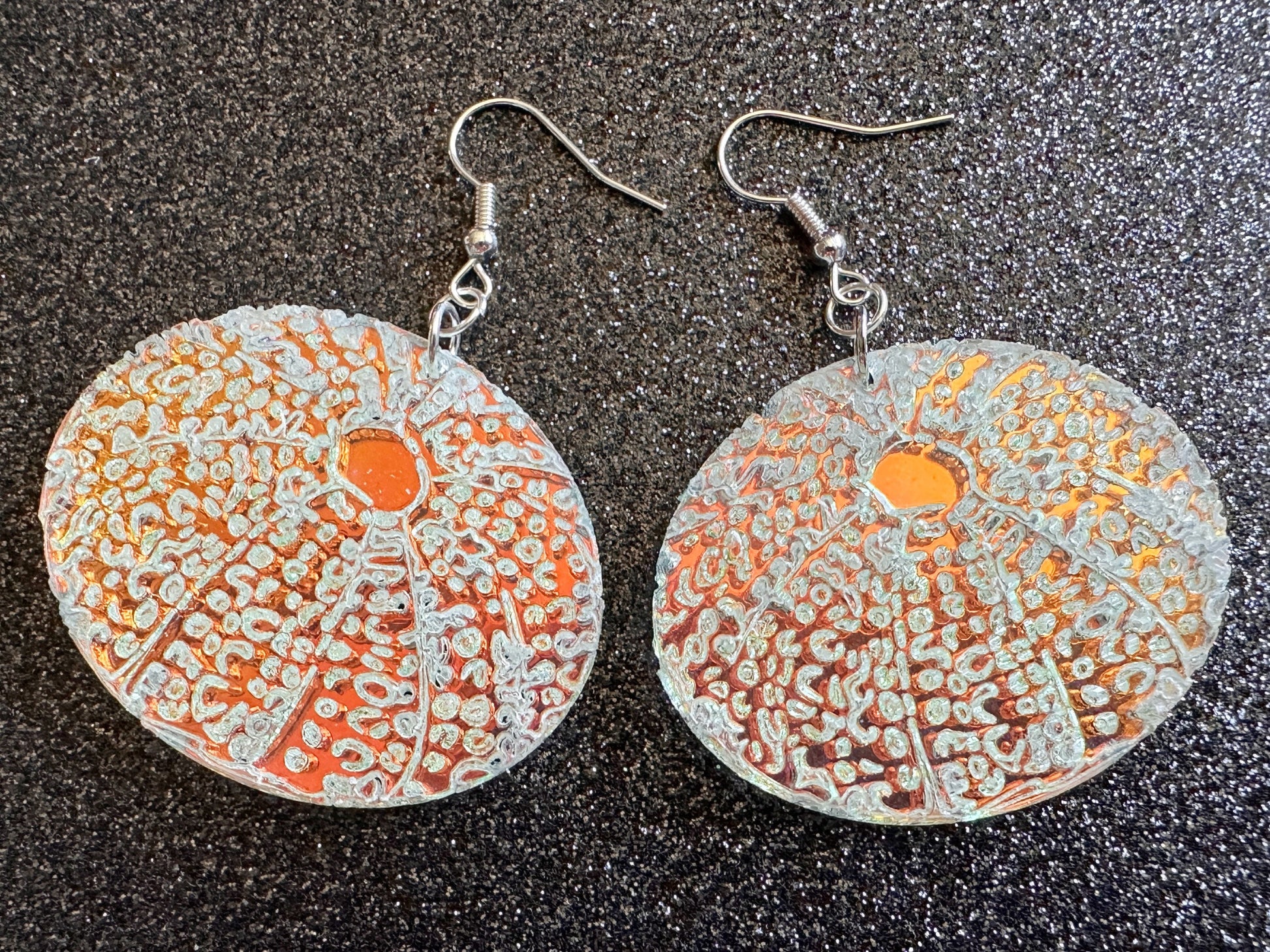 Iridescent Sea Urchin Earrings: Laser Cut Acrylic Urchins, Aquarium Fish, Ocean Creatures, Tropical Animals, Beach, Gifts for Her/Him/Them