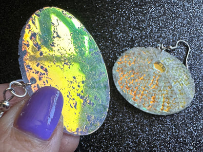 Iridescent Sea Urchin Earrings: Laser Cut Acrylic Urchins, Aquarium Fish, Ocean Creatures, Tropical Animals, Beach, Gifts for Her/Him/Them