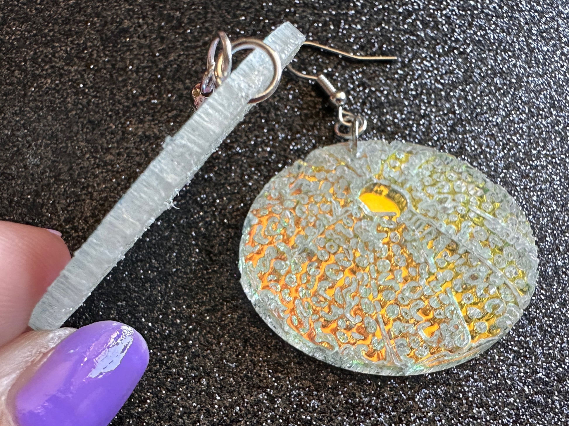 Iridescent Sea Urchin Earrings: Laser Cut Acrylic Urchins, Aquarium Fish, Ocean Creatures, Tropical Animals, Beach, Gifts for Her/Him/Them