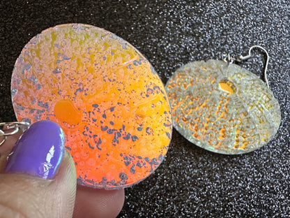 Iridescent Sea Urchin Earrings: Laser Cut Acrylic Urchins, Aquarium Fish, Ocean Creatures, Tropical Animals, Beach, Gifts for Her/Him/Them