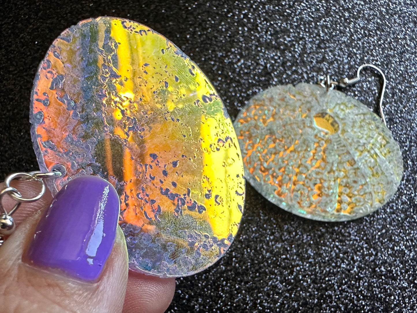 Iridescent Sea Urchin Earrings: Laser Cut Acrylic Urchins, Aquarium Fish, Ocean Creatures, Tropical Animals, Beach, Gifts for Her/Him/Them