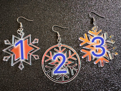 Iridescent Snowflake Earrings: Laser Cut Acrylic Snowflakes, Stormy Weather, Snowing, Snow Storm, Winter, Gifts for Her/Him/Them