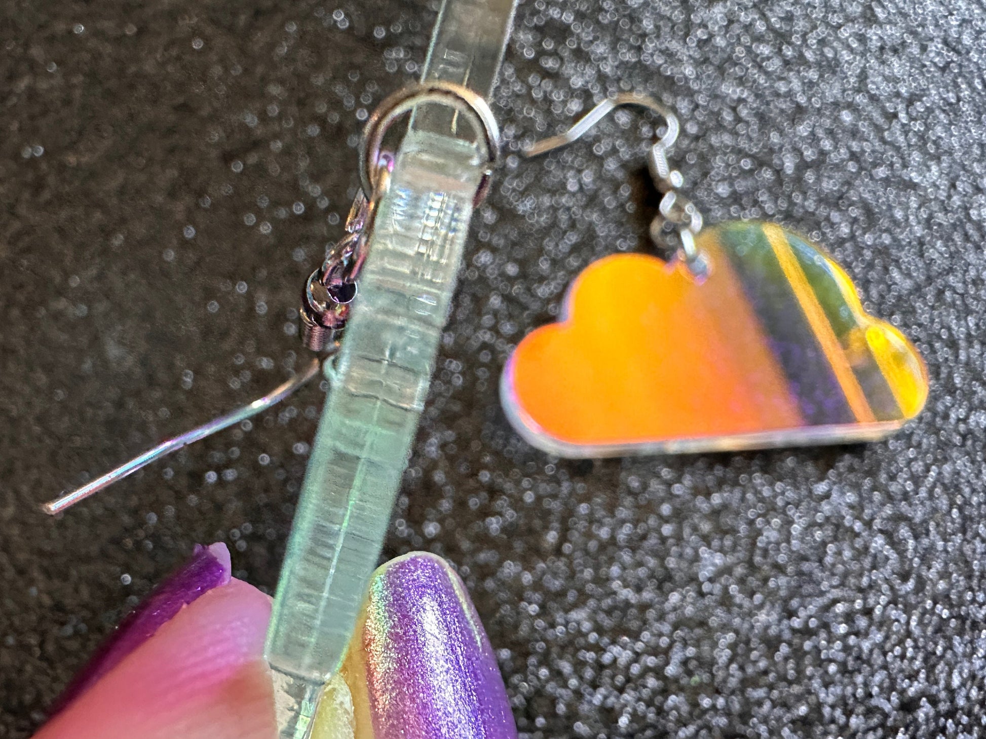 Iridescent Snowflake Earrings: Laser Cut Acrylic Snowflakes, Stormy Weather, Snowing, Snow Storm, Winter, Gifts for Her/Him/Them