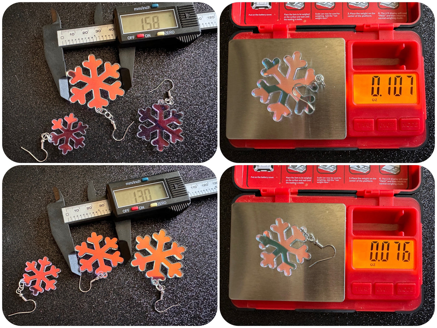 Iridescent Snowflake Earrings: Laser Cut Acrylic Snowflakes, Stormy Weather, Snowing, Snow Storm, Winter, Gifts for Her/Him/Them