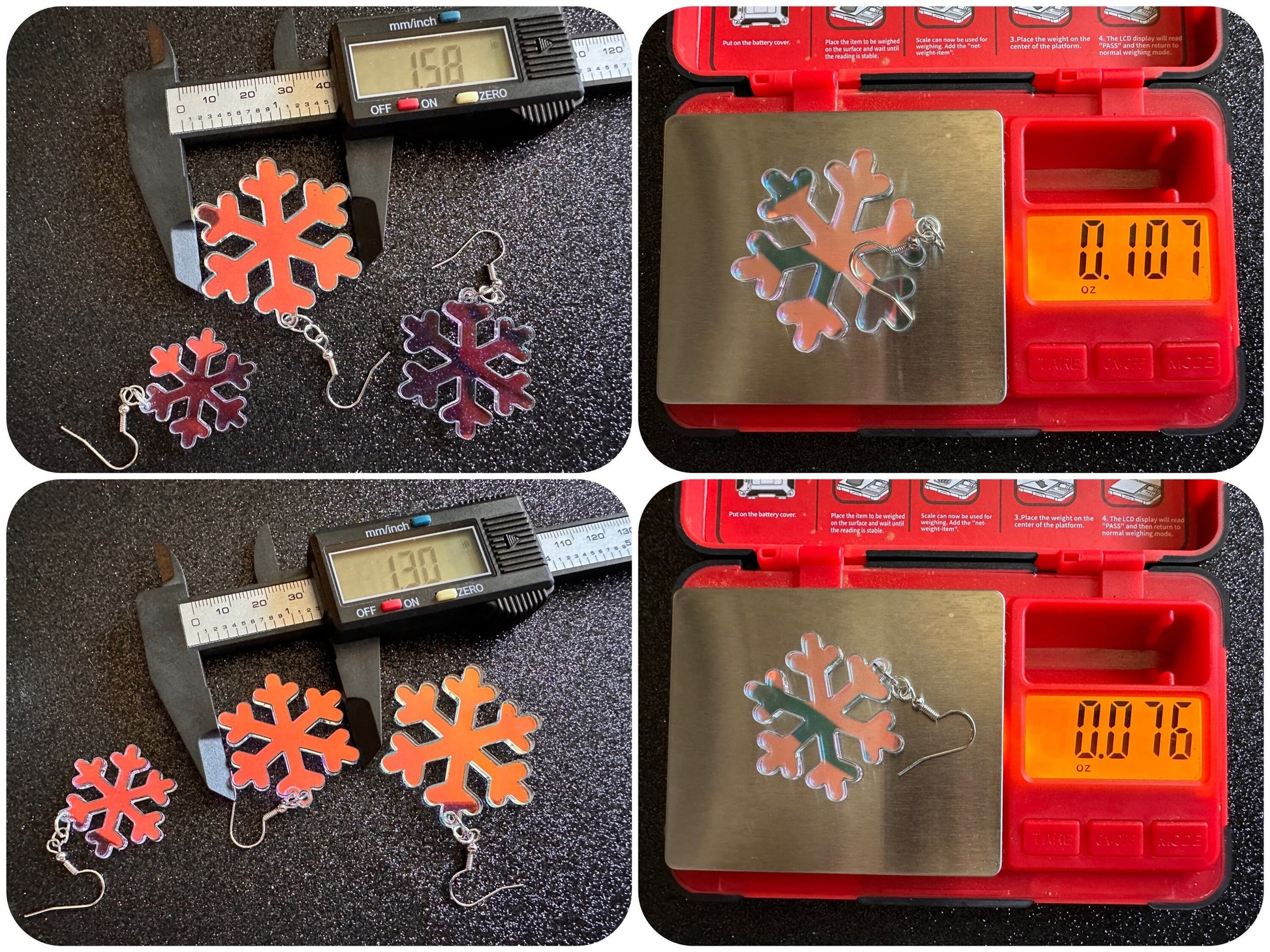 Iridescent Snowflake Earrings: Laser Cut Acrylic Snowflakes, Stormy Weather, Snowing, Snow Storm, Winter, Gifts for Her/Him/Them
